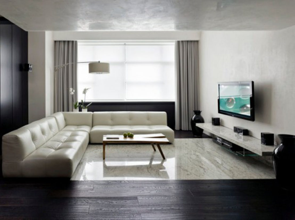 minimalist living and dining room