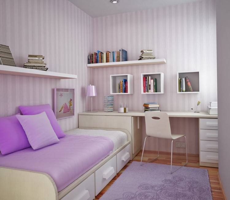 elegant purple and white bedroom theme with minimalist interior