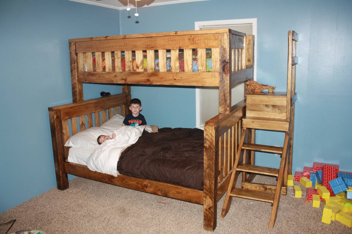 terrific teak wood bunk bed for 3 children