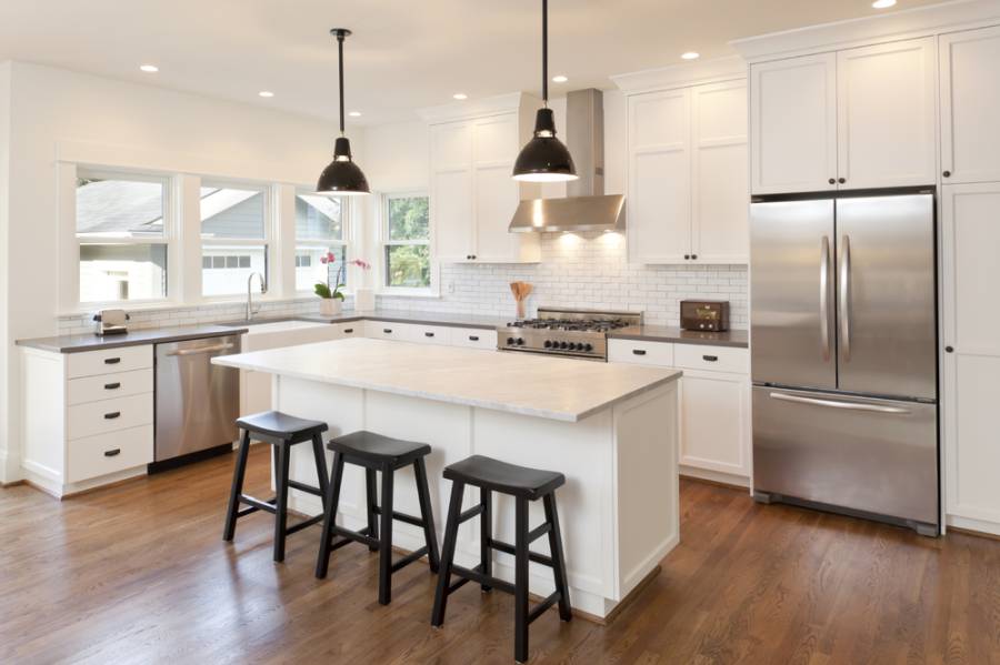 Corner kitchen with island as idea for renovation