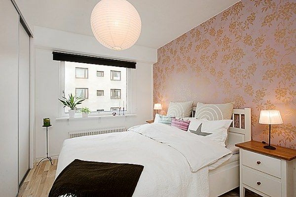 Bedrooms in Scandinavian style make interesting Tape tablets with floral motifs paper chandelier