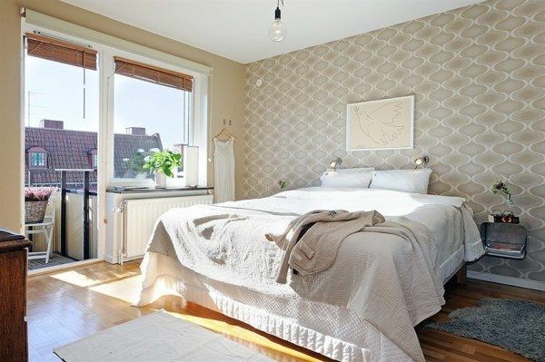 Designed bedrooms in a Scandinavian style double bed popular tablets Tape image mitVogel of Friedesns on the wall