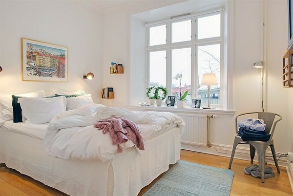 Designed bedrooms in a Scandinavian style simple furniture