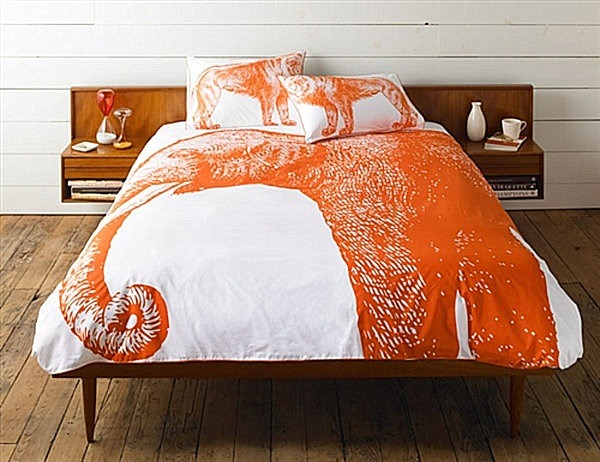 autumnal bed linen designs idea orange elephant pattern