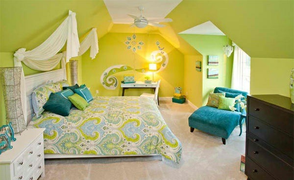 bedroom colors ideas garish bright colors blue green wall design ideas