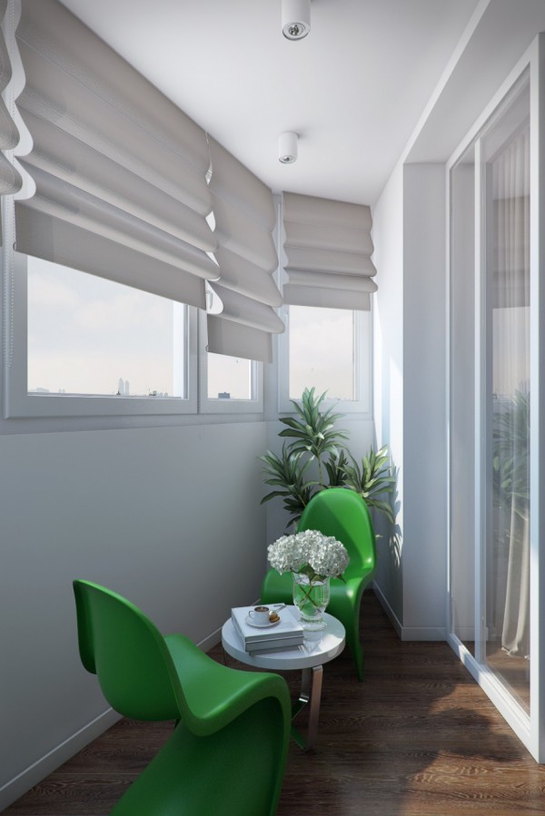 Green chairs in bedroom