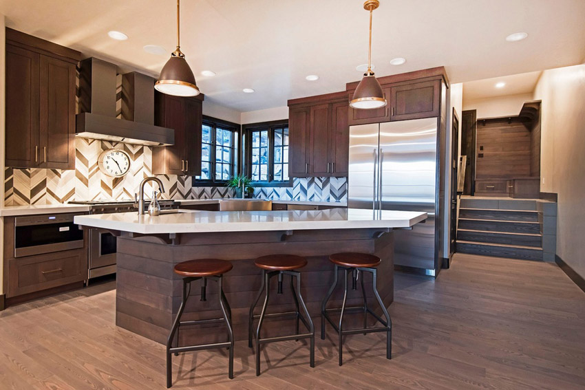 Contemporary kitchen with sink built in island