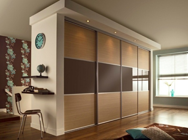 Fitted wardrobe with sliding doors solid wood shelves