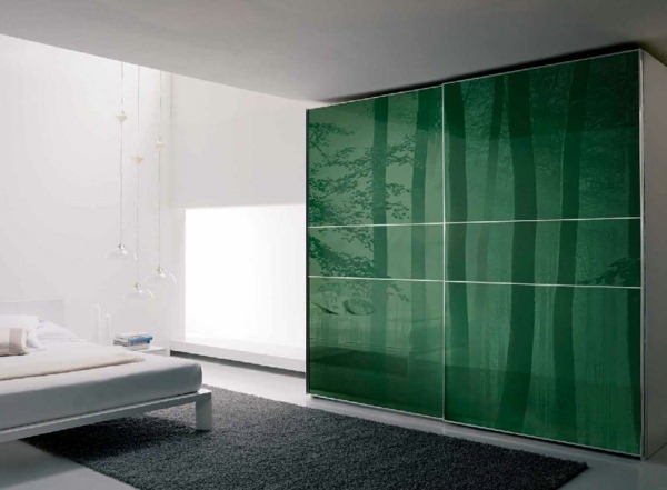 Wardrobe with sliding doors modern green natural way