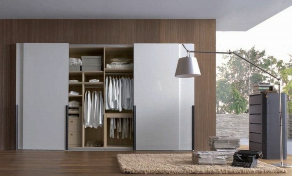 Wardrobe with sliding floor lamp hanger soft carpet