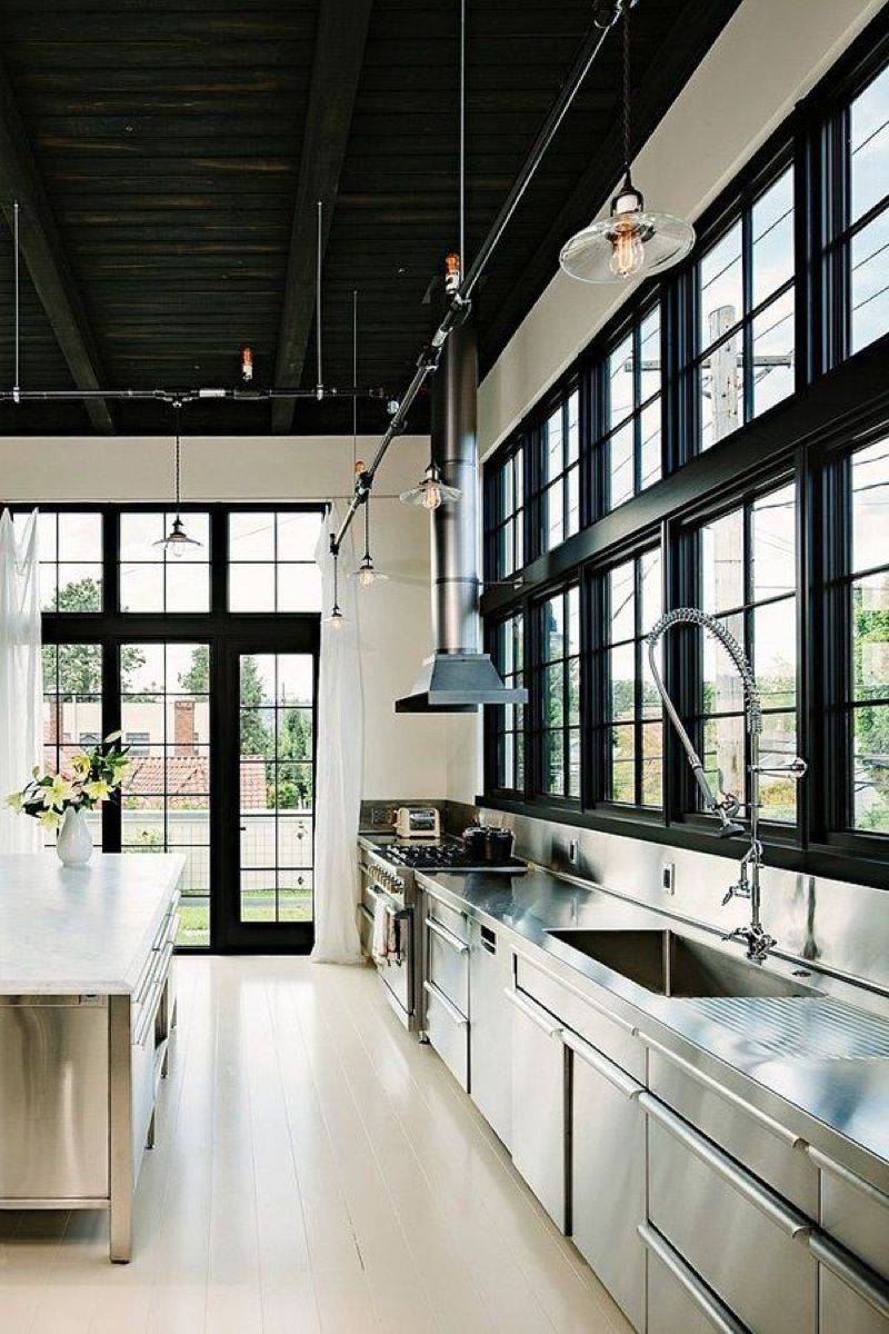 Simple one example of industrial style loft kitchen ideas for loft design