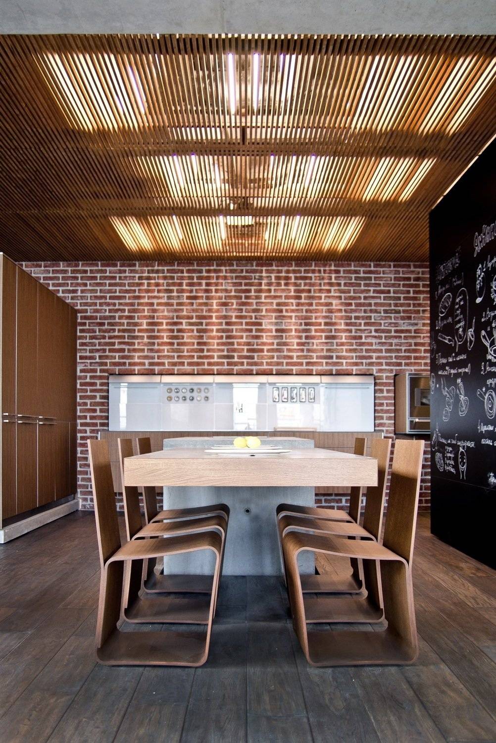 loft kitchen wall decor - brick wall tiles