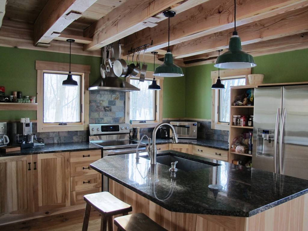 rustic farmhouse kitchen lighting with ceiling lights and island