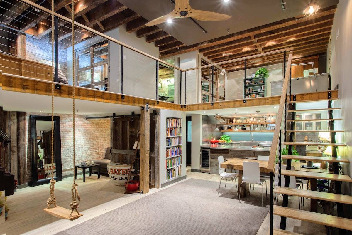 rustic style loft kitchen ceiling